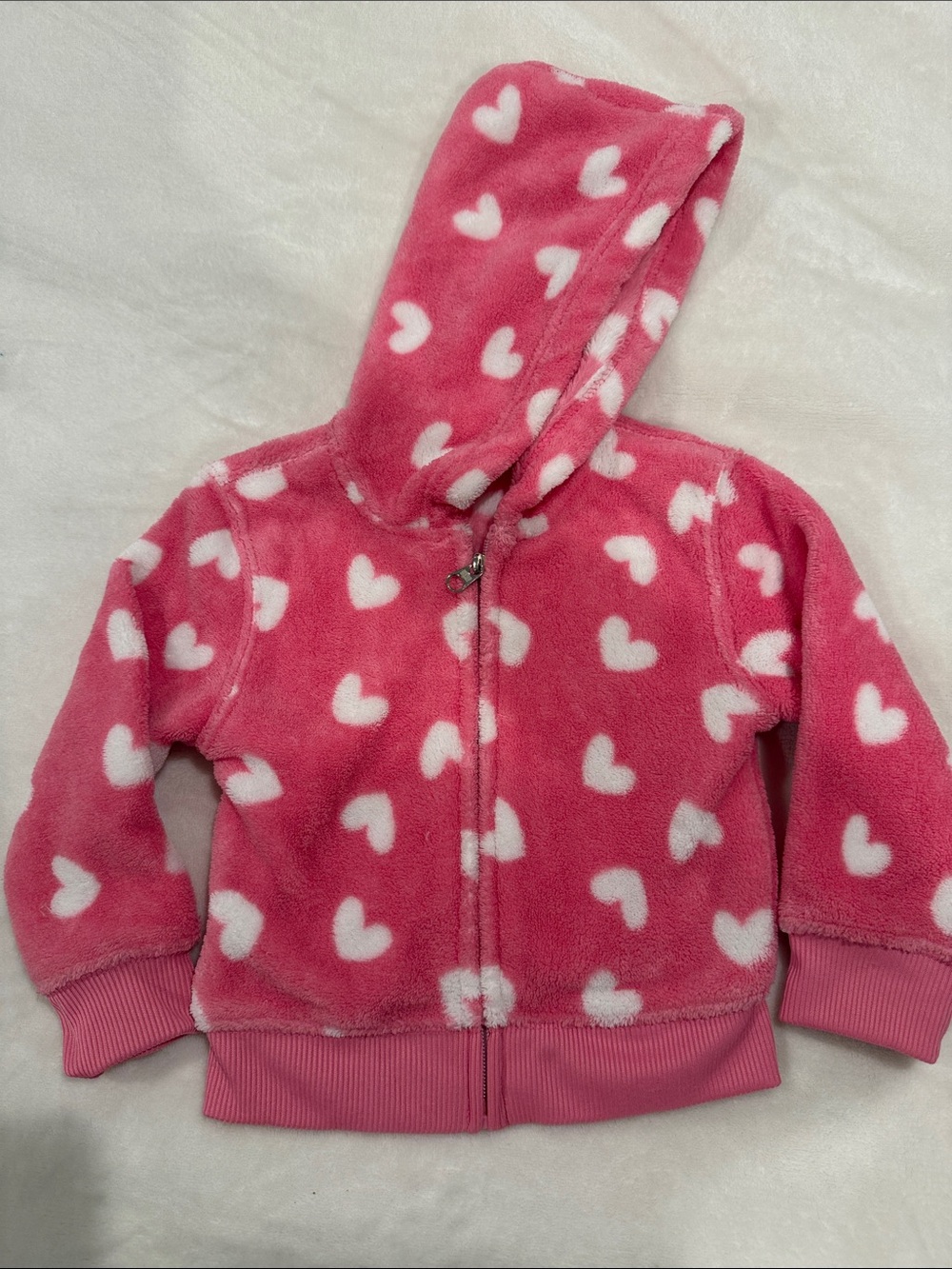Grane Pink and White Heart Hooded Fleece Sweatshirt 12 mo